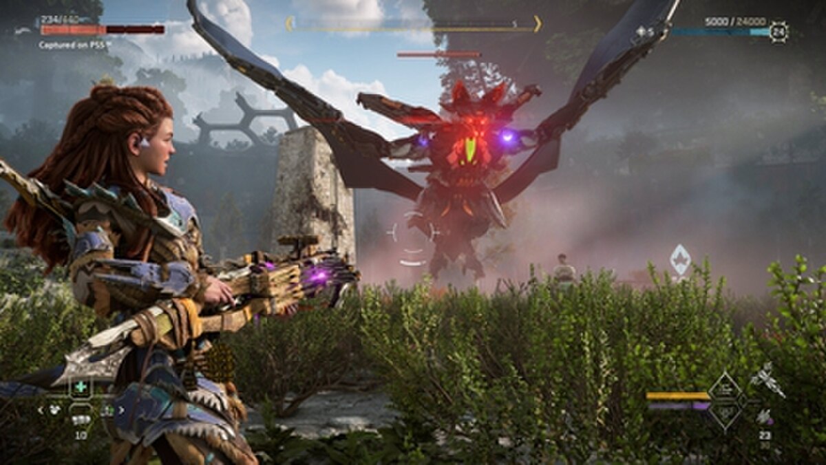 Horizon Forbidden West screenshot — Aloy u akciji u divljem okruženju